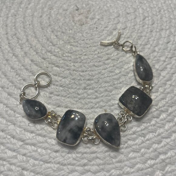 Natural PICASSO JASPER Handmade Sterling 925 Bracelet #321D - Picture 3 of 3